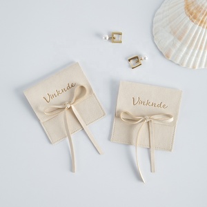 Beige Apricot 6X6 cm Microfiber Envelope Jewelry Gift Packaging Pouch <b>Rope</b> for Comb Baby Teeth Chain-for Storing Your Precious - Product Image 6