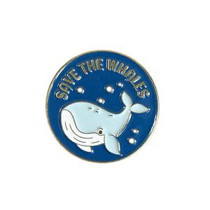 Spilli di smalto all'ingrosso argento carino organismo marino balena di squalo proteggere l'oceano distintivo di metallo perno di smalto morbido personalizzato non minimo - Product Image 2