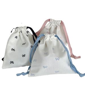 Bolsa de Muselina de Algodón Orgánico Reciclado con Cordón, Bolsa Pequeña de Tela de Lona con Diseño de Dibujos Animados para Joyería, Embalaje de Regalos, Bolsa Protectora contra el Polvo - Product Image 1