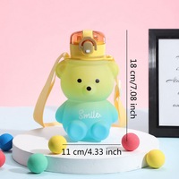 Bouteille d'eau PP Bear, écologique, pour l'école, le sport, unisexe, rose, design minimaliste avec infuseur à thé et paille intégrée