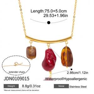 Collier en résine plaqué or 14k 18k en acier inoxydable original, étanche et anti-ternissement, pour femmes et hommes - Product Image 6