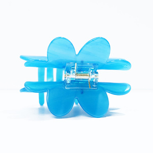 Edgy-Cute Blue Flower Acetate <b>Hair</b> Glaws <b>Rhinestone</b> Center Floral Claw <b>Clips</b> Bold Fashion <b>Hair</b> Accessories for Ladies - Product Image 5