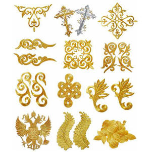 金属糸パッチ,中国工場卸売アップリケカスタムロゴ熱接着ファッション生地刺繍パッチ花 - Product Image 3