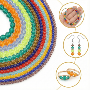 ลูกปัดแก้วคริสตัล AB เงาแบบขายส่ง ทรงรอนเดลเหลี่ยมเพชร สำหรับทำเครื่องประดับ DIY สร้อยข้อมือ - Product Image 1