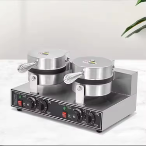 Tốt Bán Thương Mại Đôi Đầu Điện <span class=keywords><strong>Waffle</strong></span> <span class=keywords><strong>Cone</strong></span> Baker Thép Không Gỉ Không Dính Cho Ice Cream - Product Image 3