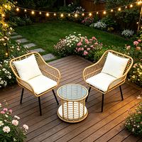 Ensemble de table et chaises de jardin trois pièces en bambou double, personnalisé pour l'exportation, fabriqué en Chine, emballage inclus