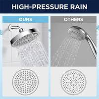 Pommeau de Douche Fixe de Luxe à Haute Pression, Rond de 6 Pouces, avec 90 Buses en Silicone pour Salle de Bain et Usage Domestique