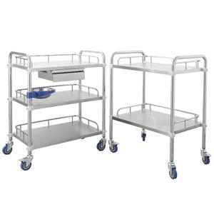 Medische Enkele En Dubbele Lade Roestvrijstalen Trolley Mondelinge Instrument Opslagkar Voor Ziekenhuis-En Schoonheidsverzorging Keukenkasten - Product Image 1
