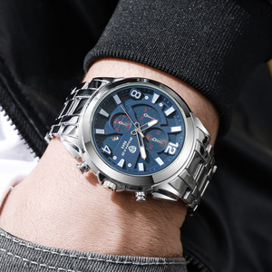 <span class=keywords><strong>Orologio</strong></span> al Quarzo Sportivo <span class=keywords><strong>da</strong></span> Uomo di Alta Gamma con Calendario, Design Raffinato, Cinturino in Lega Grande 45mm, Tre Quadranti - Product Image 4