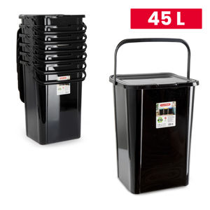 Bidone per il Riciclaggio Plasticforte 45 L Nero, Contenitore per Rifiuti Domestici Durevole e Riutilizzabile - Product Image 1
