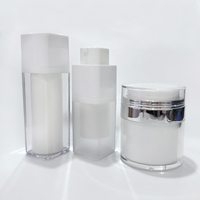 Luxe 15ml 30ml 50ml blanc Double paroi soins de la peau rotation pompe sans air cosmétique carré bouteille en plastique