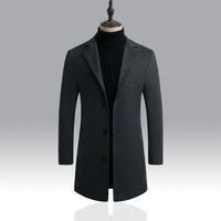 Manteau Peacoat Homme Version Coréenne Simple Boutonnage Coupe Slim Longue Coupe-Vent Décontracté – Approvisionnement Direct Usine NY