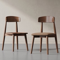 Chaise de salle à manger en bois massif nordique, revêtement en cuir, design moderne simple et luxueux pour la maison, l'hôtel, le restaurant, bois naturel
