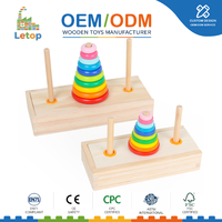 Houten toren van Hanoi puzzel Montessori wiskunde logica 10 schijven hersenkraker stapelen sorteren peuter educatief leermiddel