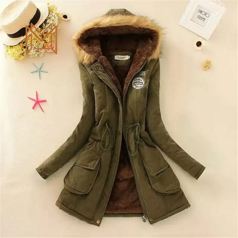 Abrigo largo chino de algodón, cuello de lana grande para mujer nuevo invierno 2020 abrigo coreano y de Cachemira, algodón grueso y suelto de felpa