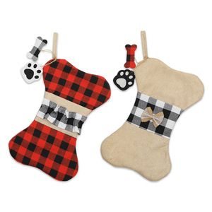 Calze di <span class=keywords><strong>Natale</strong></span> Rustiche per Bambini, Sacchetti in Juta con Ornamenti a Osso per Caramelle, Decorazioni da Appendere al Caminetto, Festa Festiva di Capodanno - Product Image 6