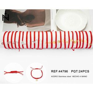 Bracciale Intrecciato con Filo di Seta e Ciondolo in Acciaio Inossidabile PULSERA-TUBO - Product Image 3