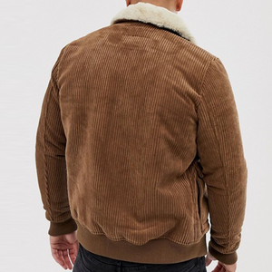 Veste d'hiver en velours côtelé pour homme avec doublure et col en fausse fourrure - Product Image 2