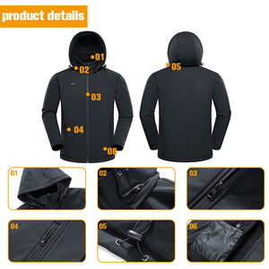 Custom Electric <strong>Jacket</strong> With Detachable <strong>Hood</strong> and Battery Pack Outdoor Winter <strong>Jacket</strong> Men <strong>Soft</strong> <strong>Shell</strong> Heated <strong>Jacket</strong> - Product Image 6