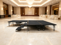 Plateforme de scène pliable en aluminium portable, noire, antidérapante, pour événements, conférences, expositions, spectacles