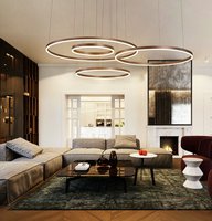Luminaire suspendu LED rond minimaliste et créatif pour salon, salle à manger, hôtel, villa, lustre circulaire, luminaire de plafond