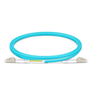 LC UPC để LC UPC Duplex Multimode (OM4) Riser (ofnr) 2.0mm ngắn khởi động chặt chẽ-đệm Aqua sợi vá cáp - Product Image 1