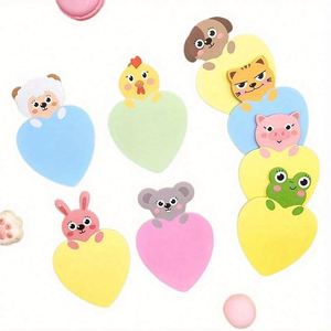 Cartoon <b>Animal</b> Memo Pads Heart-Shaped Magnetic Student Reminder Office Message Sticky Notes Back-to-School Paper Gift - Product Image 1