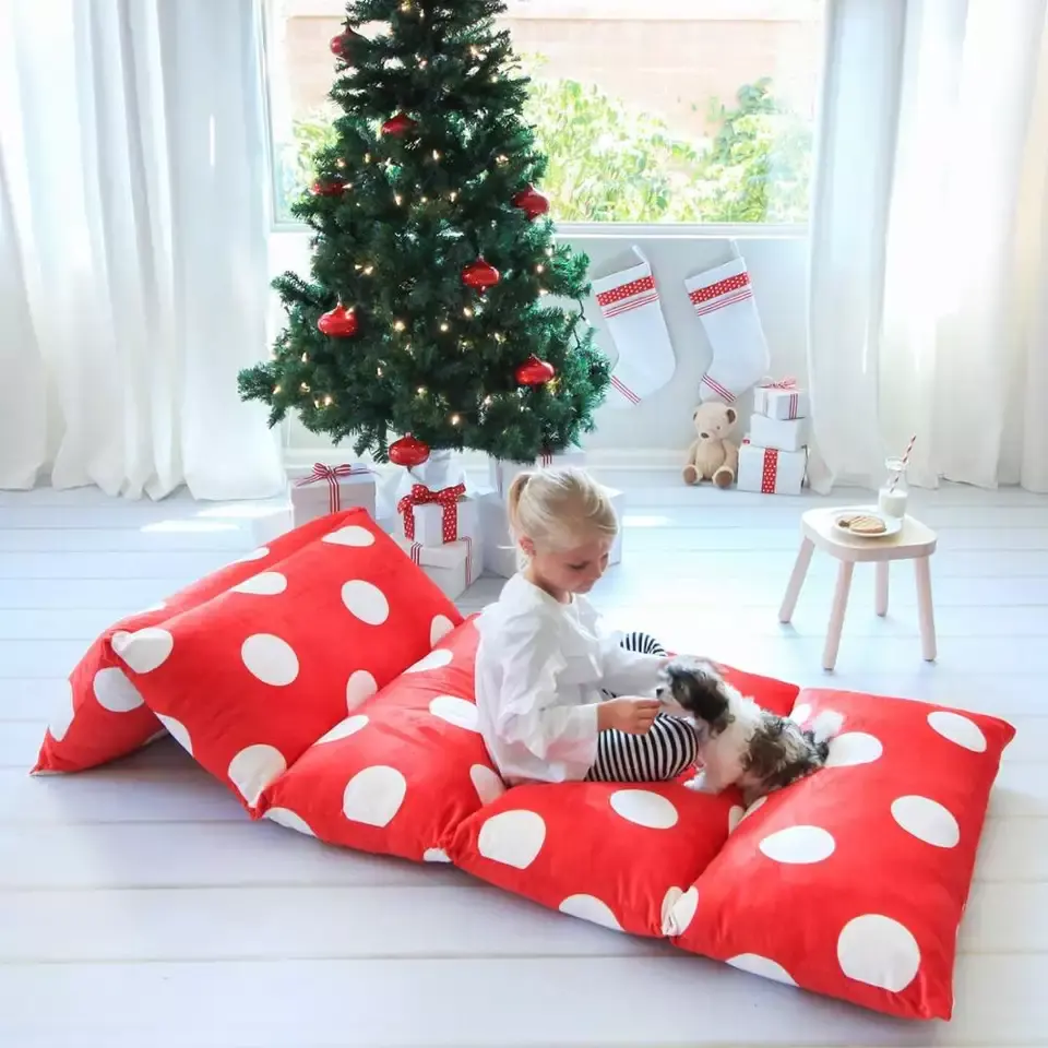 Dot Pattern Floor Pillow Cover Use as Nap Mat Portable Toddler Bed Alternative for Sleepovers Travel Napping