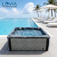 LOVIA En gros Tendance Baignoire Balnéo Autoportante Économe en Énergie Jacuzzi Spa Extérieur Noir Hydrothérapie