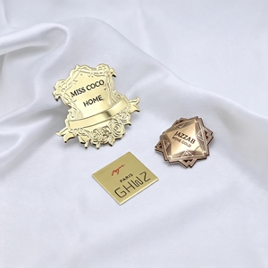 Custom Shaped Gold Metal Finish Aluminum Label 3D Embossed Perfume Bottle Nameplate Custom Engraved Logo Packaging Labels - Product Image 3