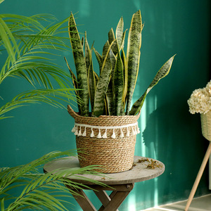 Paniers à fleurs en rotin tressé de style nordique, faits à la main, circulaires, pour plantes d'intérieur, pots décoratifs, plantes vertes - Product Image 3
