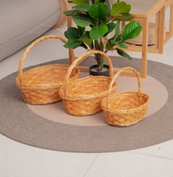 Lot de 3 paniers décoratifs en osier tressé à la main avec poignée pour fruits et cadeaux – Vente en gros