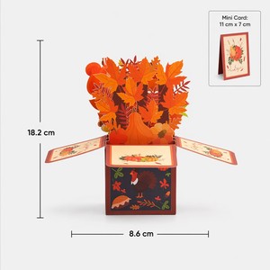 Carte de vœux 3D pop-up de Thanksgiving avec dinde, citrouille et maïs, en boîte, en papier recyclable, cadeau de fête - Product Image 4