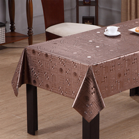 Nappe en PVC marron géométrique RNPT avec support tissé, imperméable, facile à nettoyer, revêtement métallique pour table à manger