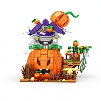 Ensemble de blocs de construction de maison citrouille d'Halloween, briques de citrouille Jack O'Lantern, jouet éducatif 722 pièces, modèle DIY pour enfants