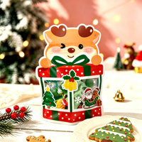Sacs autoportants de Noël à motif de dessin animé (Père Noël, cerf, lapin) pour collations, biscuits, friandises et cadeaux de fêtes