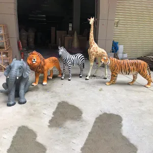 Escultura de animales de fibra de vidrio para fiesta, escultura de animales de la selva para fiesta o jirafa