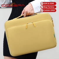 Housse de protection pour ordinateur portable Colefa jaune avec fermeture éclair latérale, 14 pouces, sacs de protection pour ordinateur portable, sacs à main pour filles et garçons, sacs à bandoulière, sacs à bandoulière pour ordinateur portable