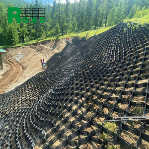Negro Blanco Amarillo Verde Rrosion Control Construcción de carreteras Protección de taludes Retener pared HDPE Geocell <span class=keywords><strong>Geocelda</strong></span> para canal de agua - Product Image 4