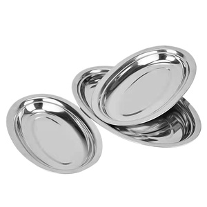 Chất Lượng Cao Thép Không Gỉ Cá Khay Thức Ăn Ngăn Tấm Món Ăn Giá Cả Cạnh Tranh Cho Khách Sạn Khay Thức Ăn Thép Không Gỉ Hình Bầu Dục - Product Image 4