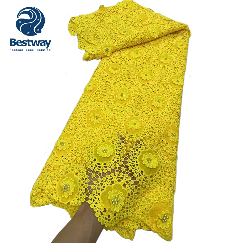 Verified Supplier Yellow Cord Lace Dress Handmade African Embroidery |  Alibaba.com