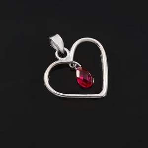 Colgante Clásico de Corazón para Mujer, Hecho a Mano, Chapado en Oro Rosa, Plata de Ley 925, con Rubí de Mozambique, Certificado por Terceros - Product Image 1