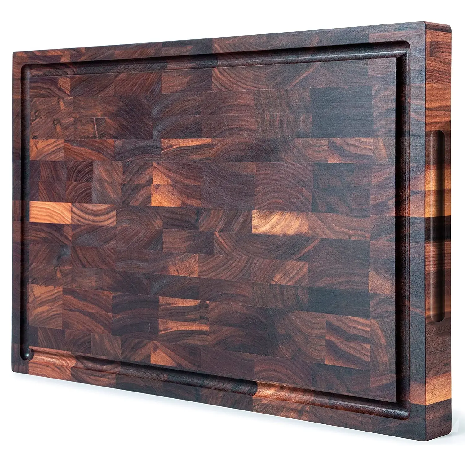 Luxury Large End Grain Black Walnut Cutting Board For Kitchen With Juice Groove