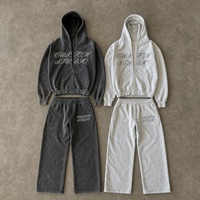Survêtement personnalisé pour homme avec doublure de capuche en jacquard imprimé étoiles, 100% coton, délavé à l'acide, streetwear lourd, fabricant OEM/ODM