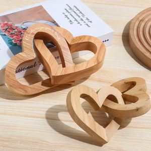 Adorno de Madera Personalizado con Forma de Doble Corazón para San Valentín, para Parejas, Bodas, Aniversarios, Decoración del Hogar, Regalo Romántico - Product Image 3