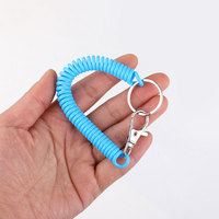 Vente en gros de porte-clés corde à ressort coloré corde à main anti-perte ligne téléphonique bobine de poignet fermoir cordon porte-clés extensible en spirale