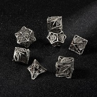 Prix d'usine – Lot de 7 dés polyédriques en métal gris (D4, D6, D8, D10, D12, D20, D30, D60, D100) pour jeux de rôle (RPG) et jeux de société (DND)
