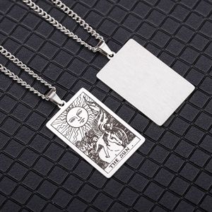 Vintage 22 cartas de <span class=keywords><strong>Tarot</strong></span> collar de acero inoxidable astrología adivinación amuleto mágico colgantes Collar para Mujeres Hombres joyería regalos - Product Image 4