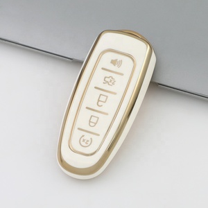 Housse de clé de voiture en TPU Gold Edge avec porte-clés pour Ford Territory 2023 <span class=keywords><strong>2022</strong></span> <span class=keywords><strong>Titanium</strong></span> EV Key Keyless 3 Button Car Key Holder - Product Image 4