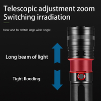 Lampe torche LED zoomable, rechargeable par USB Type C, 4 modes, étanche, en aluminium, super lumineuse, pour le camping, la chasse, les situations d'urgence